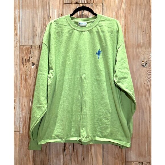 Dune Road Urban Surfwear XXL Long Sleeve Green T-Shirt With Blue Surfer Logo - Picture 1 of 4